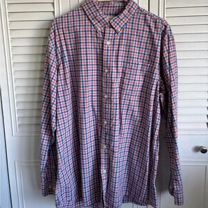 Sonoma Men's Casual Blue and Red Plaid Shirt